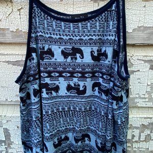 Elephant Tank Top Blue Spaghetti Straps Rue 21